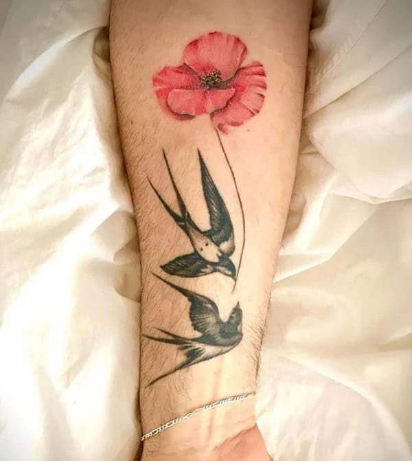 Poppy Flower Forearm Tattoo