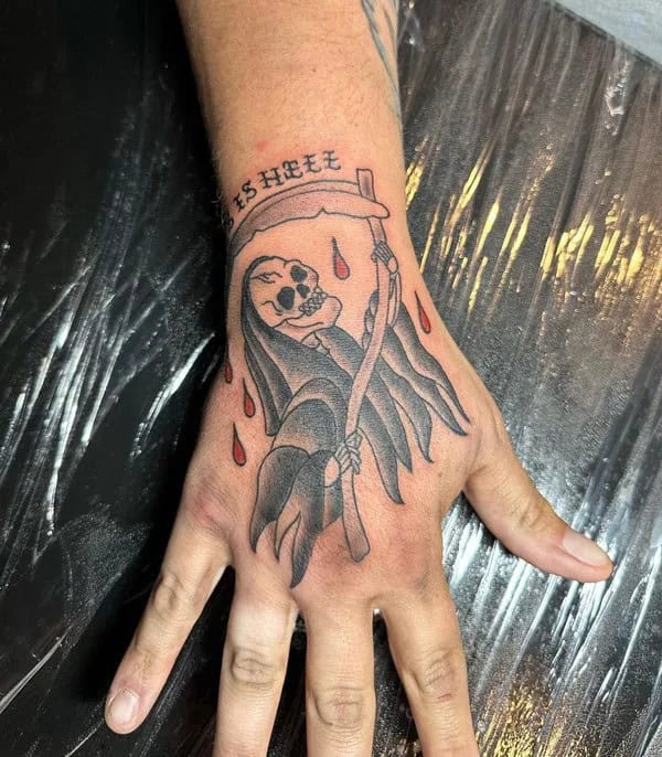 Grim Reaper Hand Tattoo