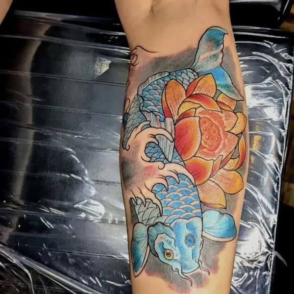 Blue Koi Fish Tattoo