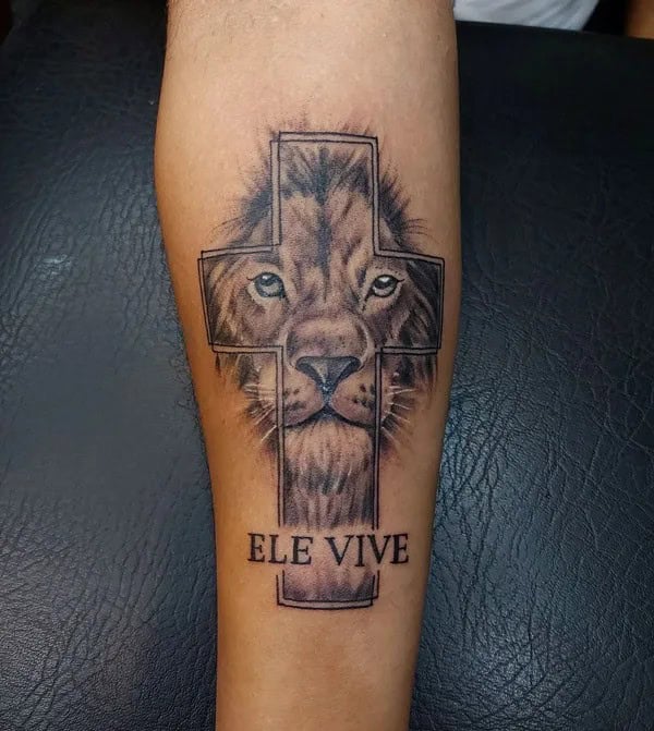 Lion Cross Tattoo