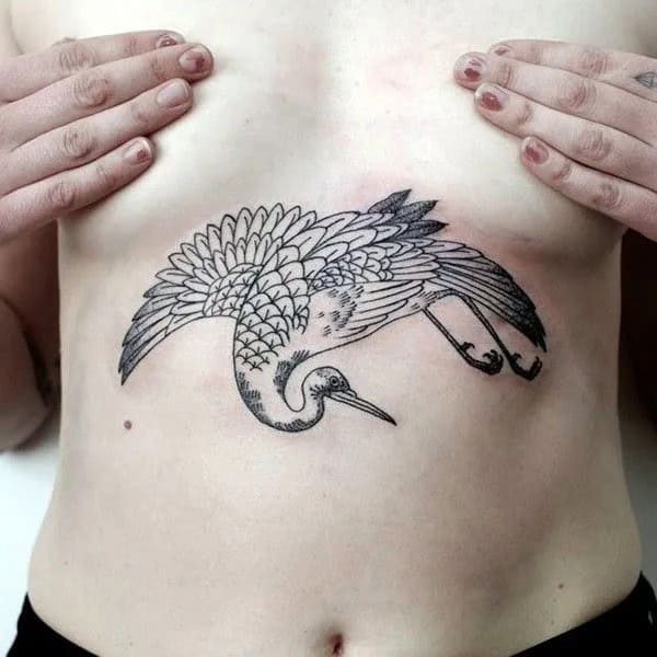 Bird Underboob Tattoo