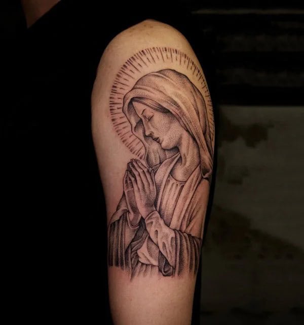 Virgin Mary Praying Tattoo