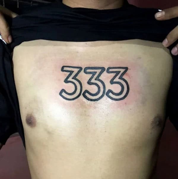 333 Behind The Neck Tattoo