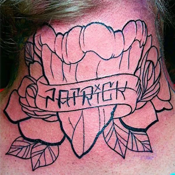 Shark Tooth Neck Tattoo with Name