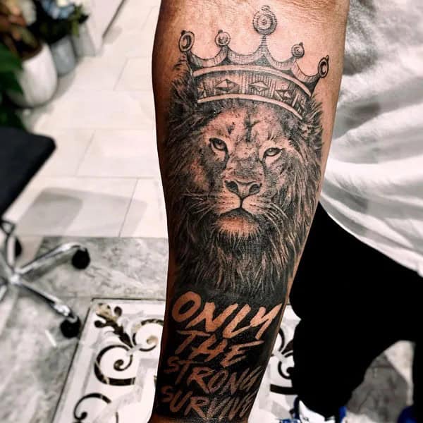 “Only The Strong Survive” Lion Tattoo