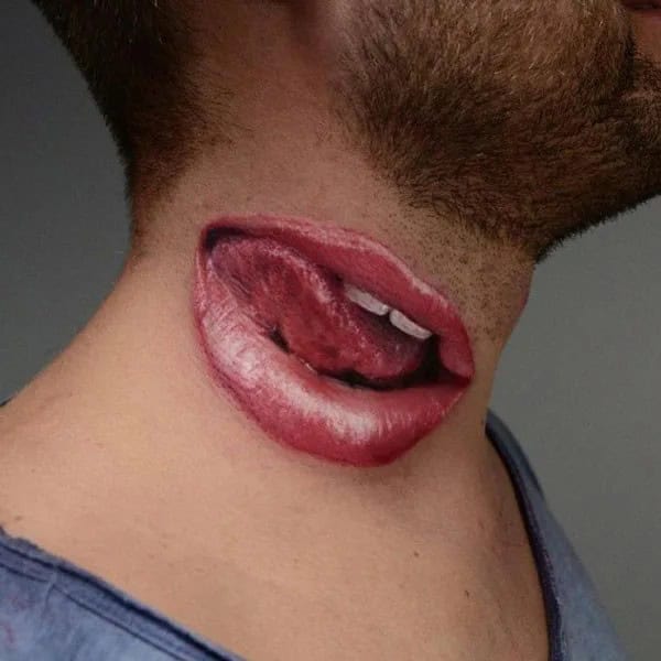 Feisty Neck Lip Tattoo