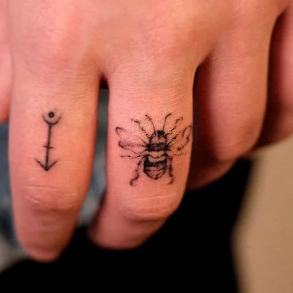 Finger Bee Tattoo