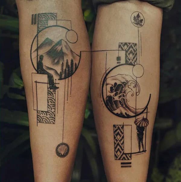 Couple Geometric Tattoo