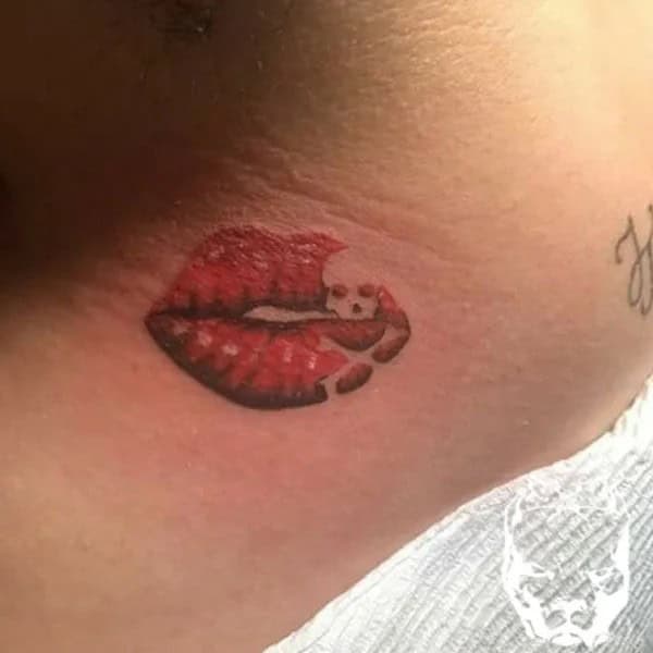 Feisty Neck Lip Tattoo