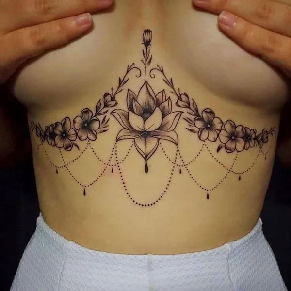 Lace Under Breast Tattoos