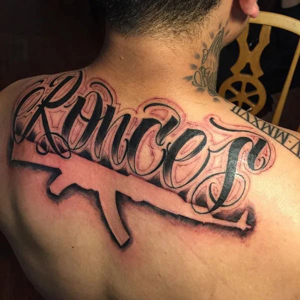 AK-47 Back Tattoo