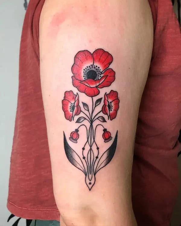 Red Poppy Flower Tattoo