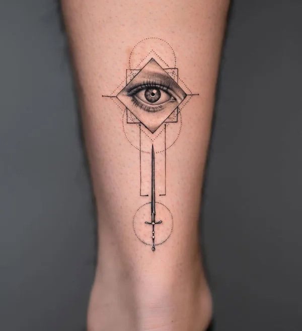 Geometric Sword Tattoo