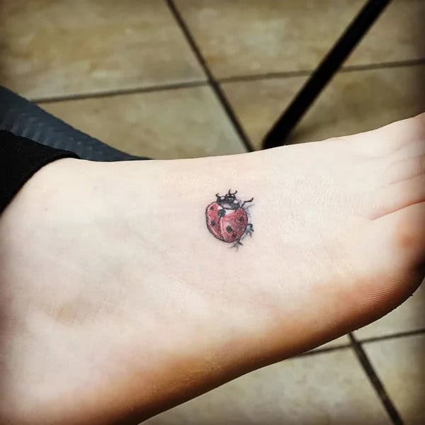 Ladybug Tattoo on Foot