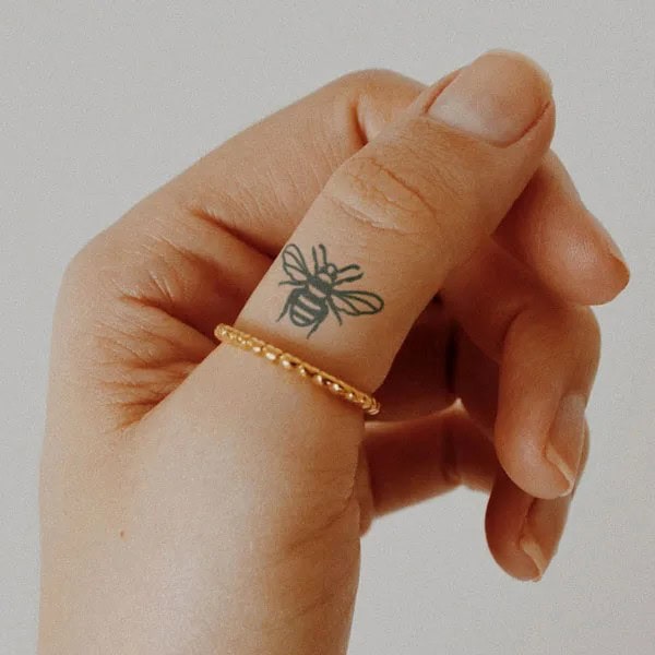 Finger Bee Tattoo