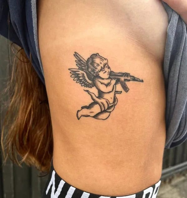 Cupid with Gun Tattoo