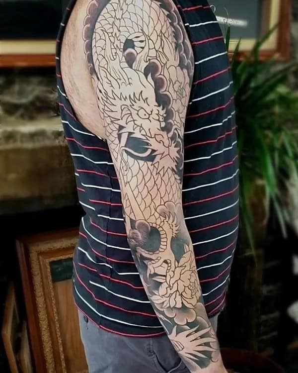 Japanese Dragon Sleeve Tattoo