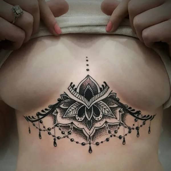 Lace Under Breast Tattoos