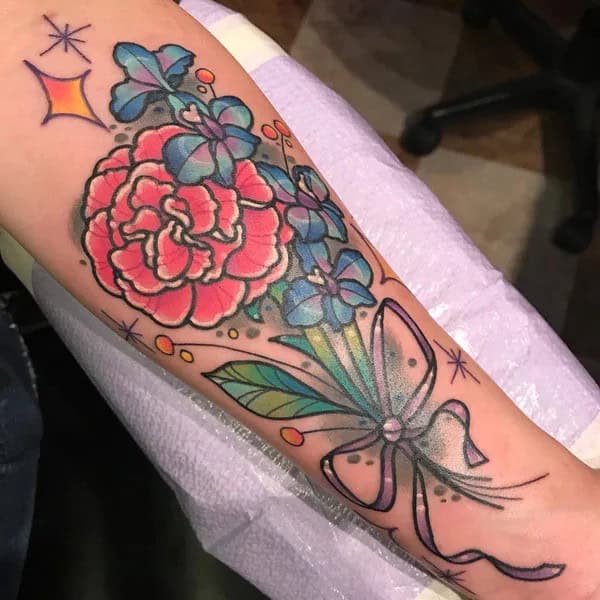 Larkspur and Carnation Tattoo