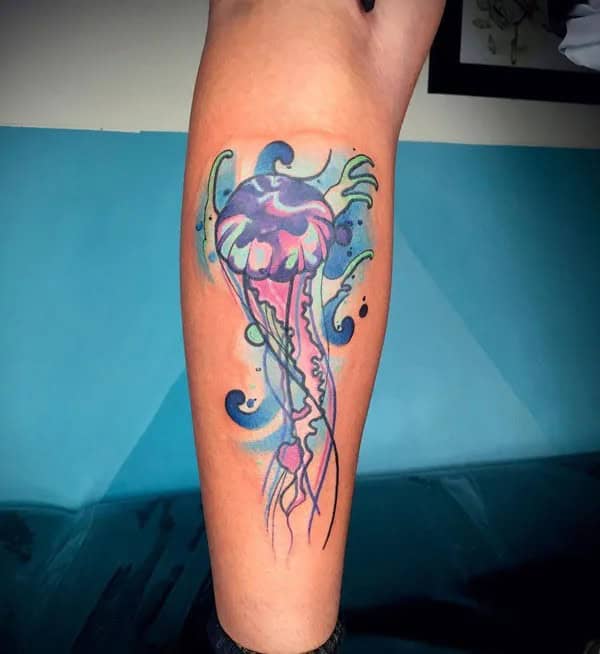 Watercolor Jellyfish Tattoo