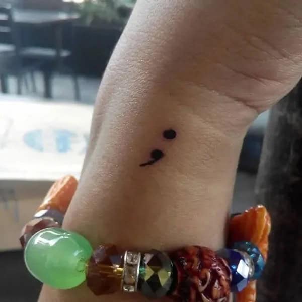 Semicolon Tattoo on Wrist