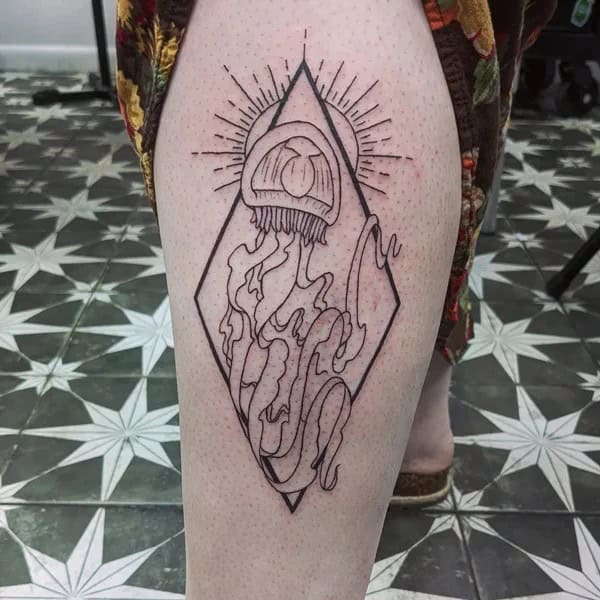 Geometric Jellyfish Tattoo