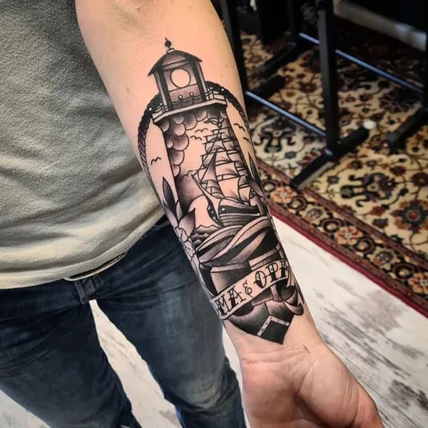 Lighthouse Forearm Tattoo