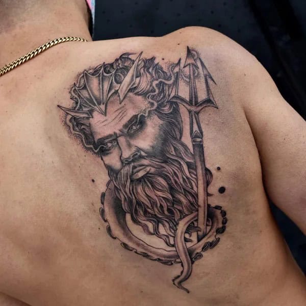 Poseidon Shoulder Blade Tattoo