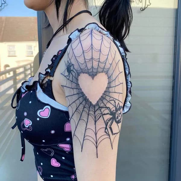 Negative Space Spider Web Tattoo