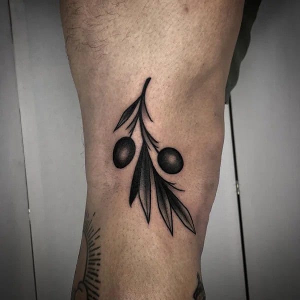 Olive branch knee tattoo