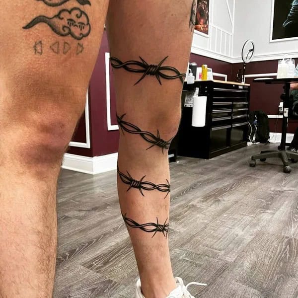 Barbed Wire Leg Tattoo