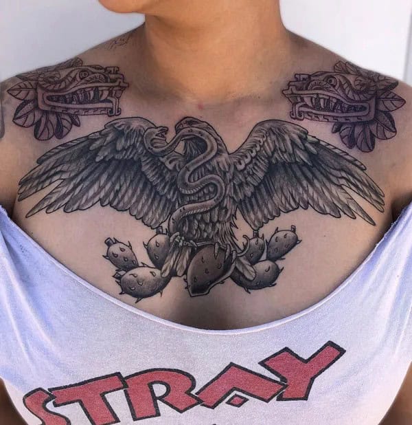 Mexican Eagle Chest Tattoo