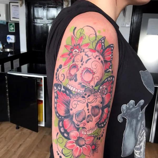 Butterfly Sugar Skull Tattoo