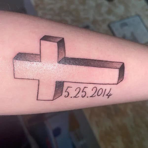 3d cross tattoo