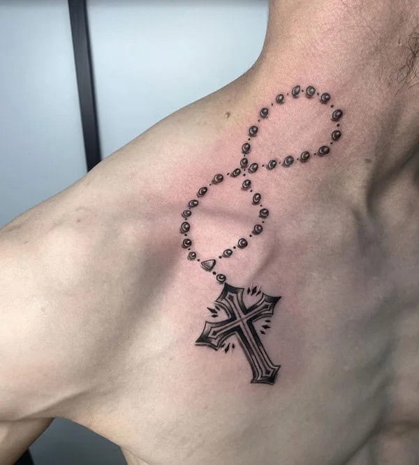 Rosary Tattoo On Neck