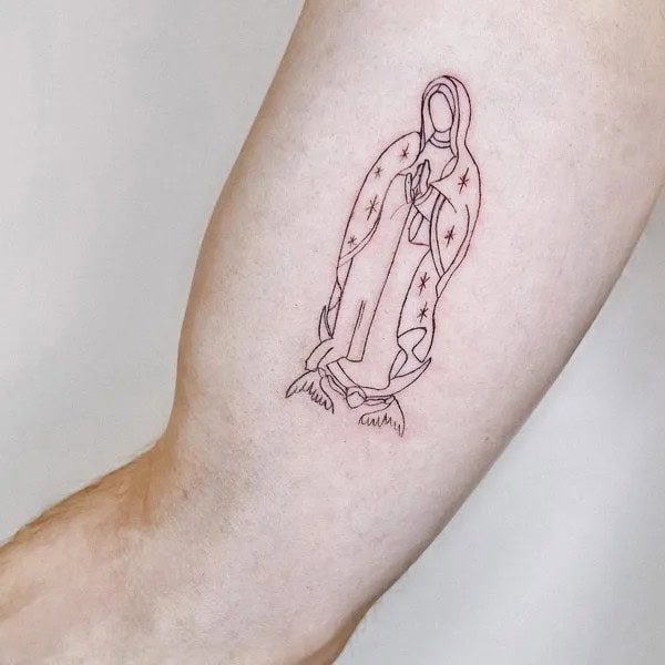 Virgin Mary Outline Tattoo