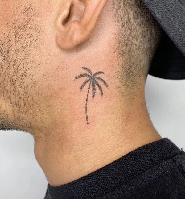 Palm Tree Neck Tattoo