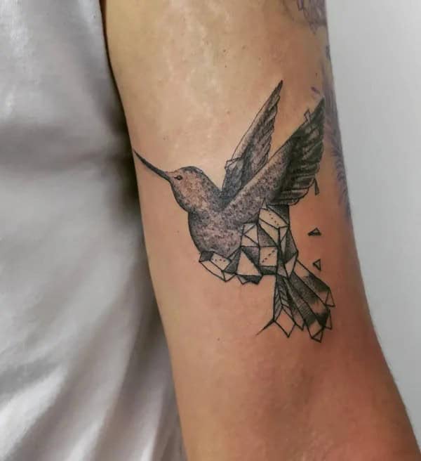 Geometric Hummingbird Tattoo