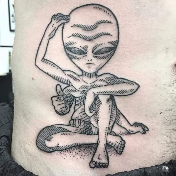 Alien Outline Tattoo