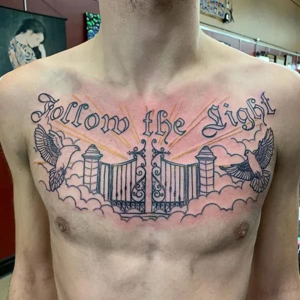 Gates of Heaven Chest Tattoo