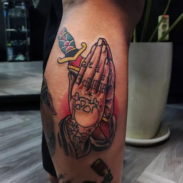 Traditional Praying Hands Tattoo