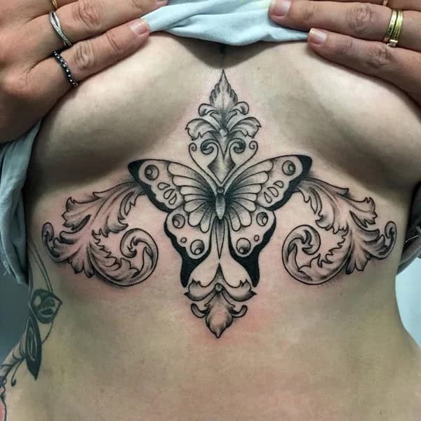 Butterfly Underboob Tattoo