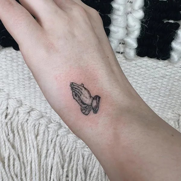 Small Praying Hands Tattoo