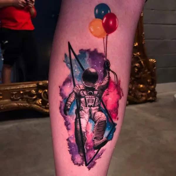 Watercolor Astronaut Tattoo