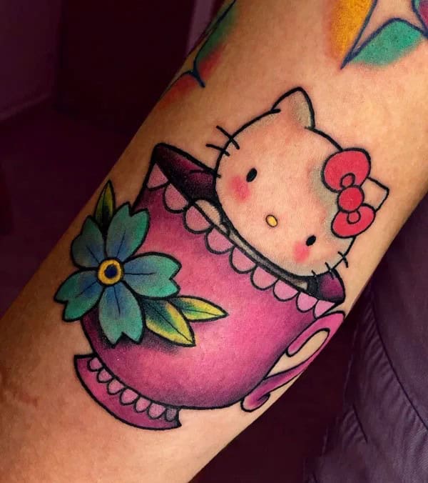 Ankle Hello Kitty Tattoo