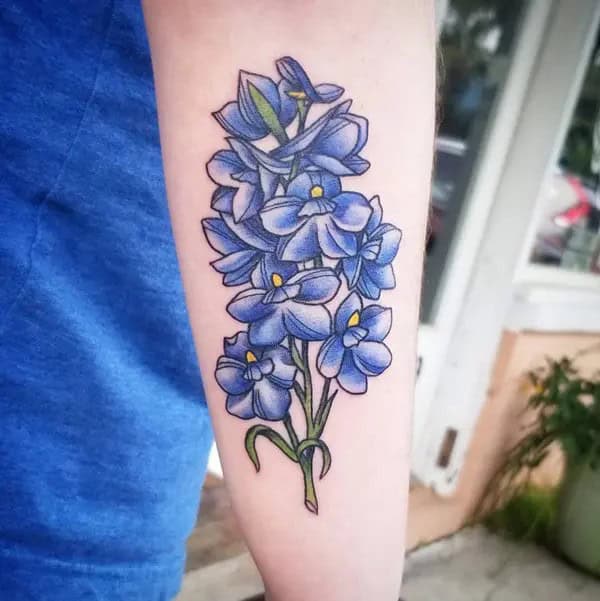 Realistic Larkspur Tattoo