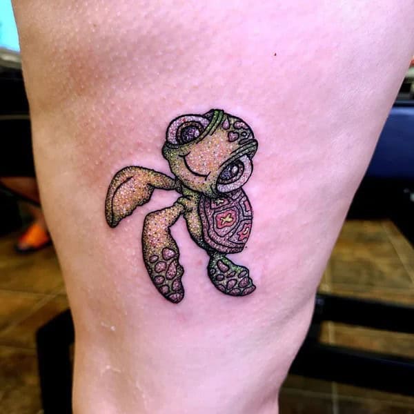 Glittery Sea Turtle Tattoo