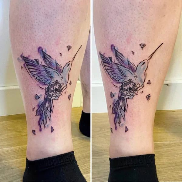 Abstract Hummingbird Tattoo