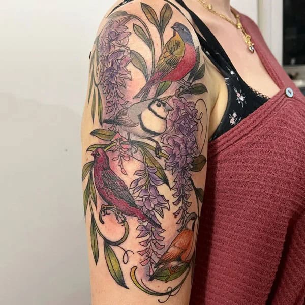 Wisteria Thigh Tattoo