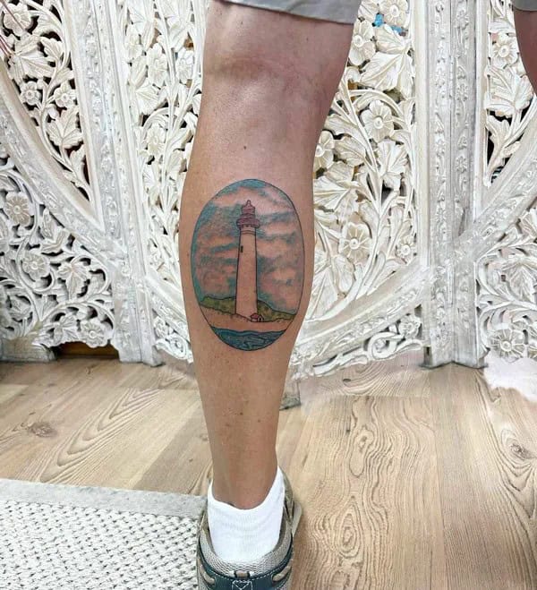 Lighthouse Leg Tattoo